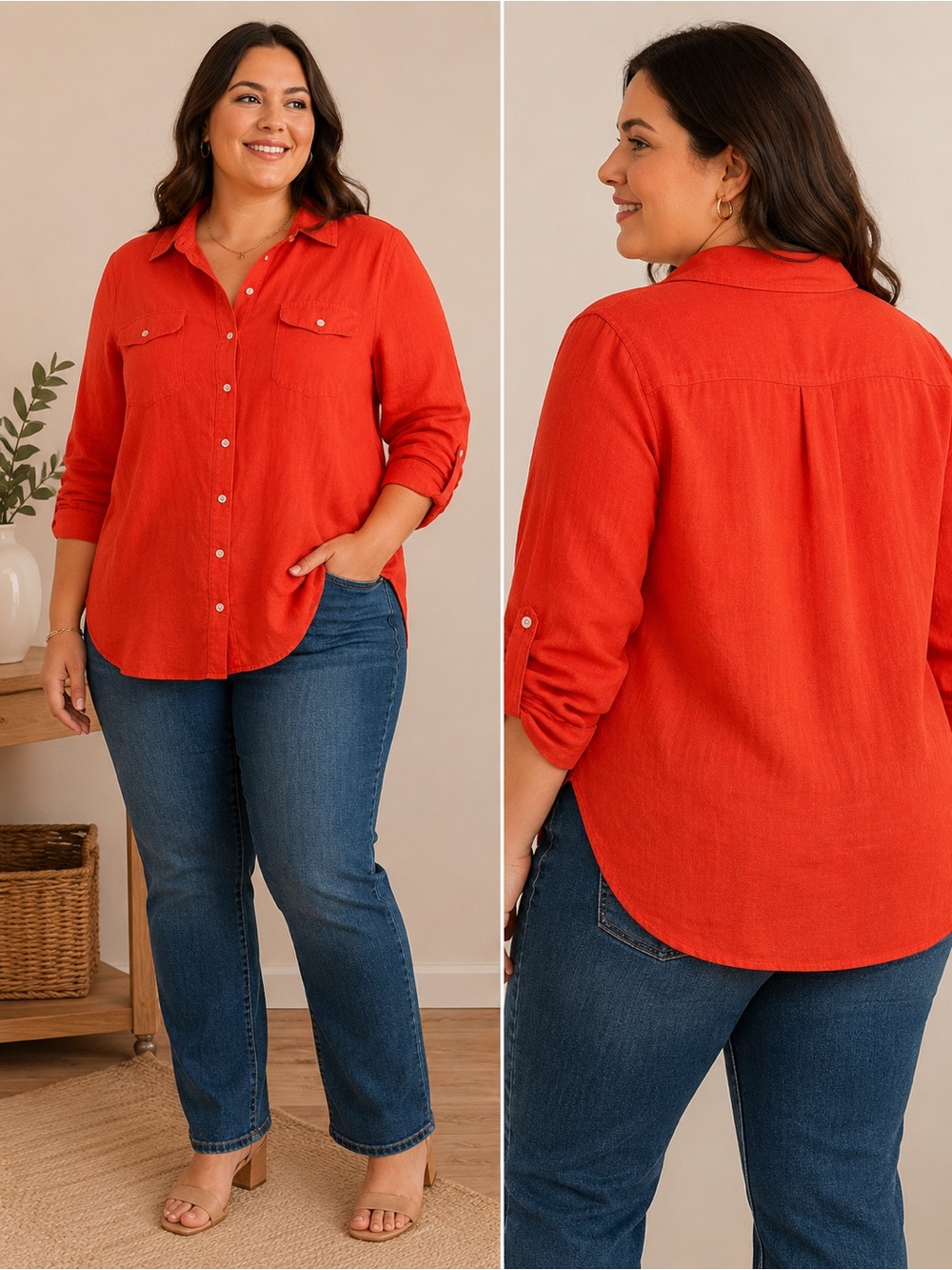 Dressbarn orange button-down Blouse